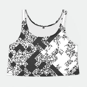 Pixel Noise B Womens Crop Tank Top