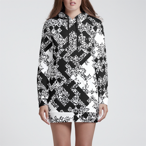 Pixel Noise B Womens Hoodie Dress