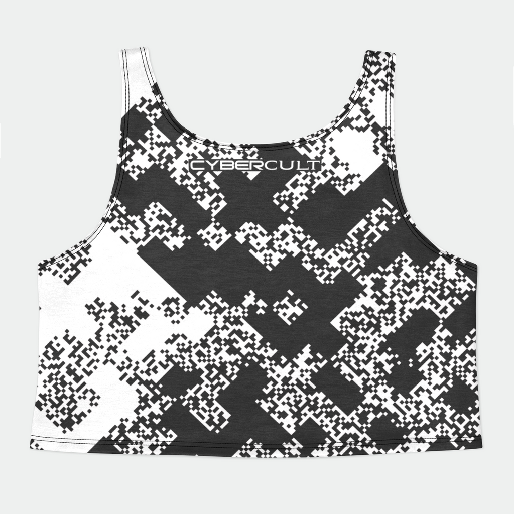 Pixel Noise B Womens Crop Tank Top