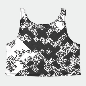 Pixel Noise B Womens Crop Tank Top