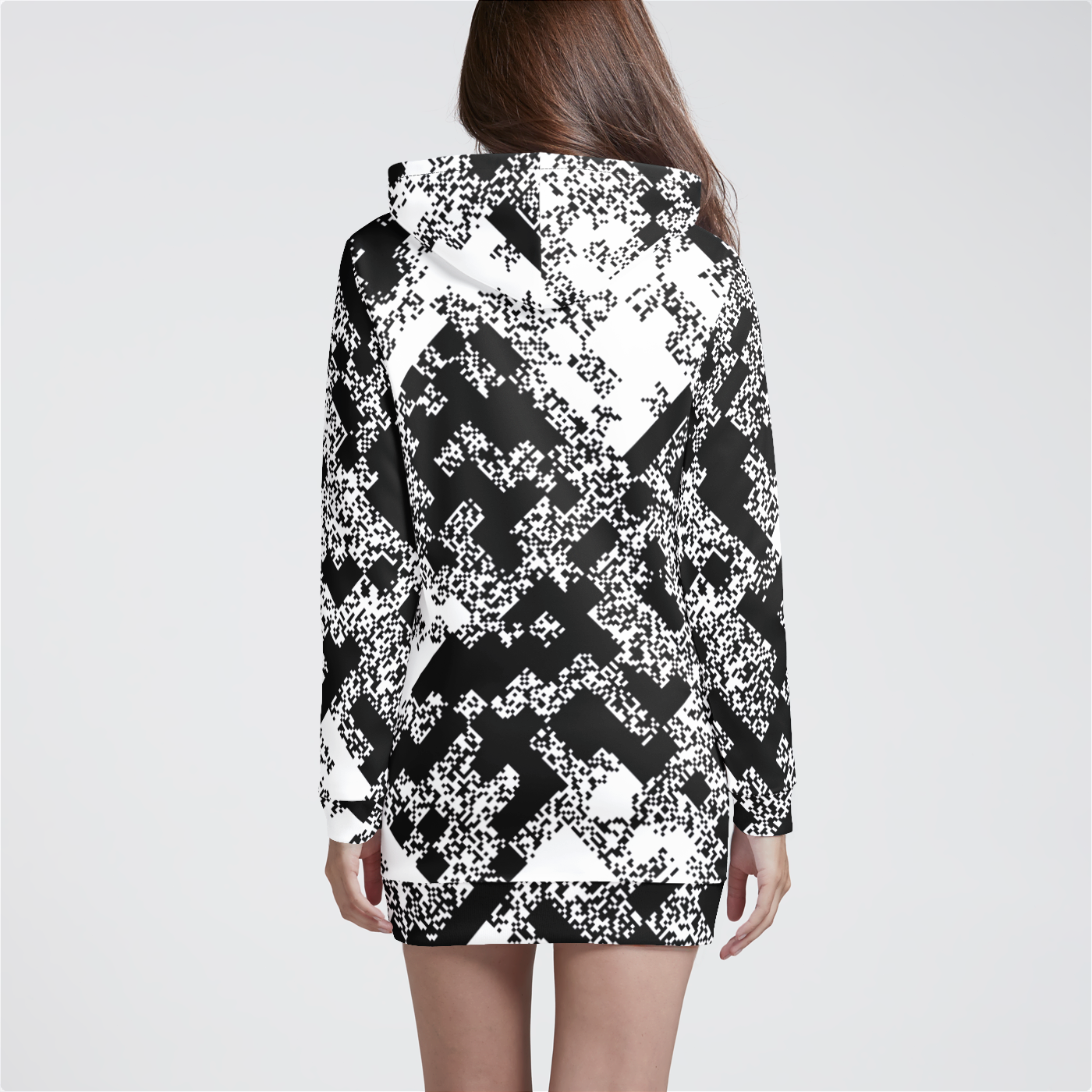 Pixel Noise B Womens Hoodie Dress